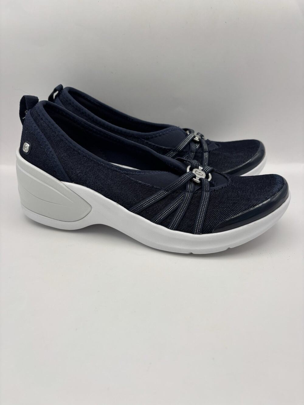 Bzees Niche Slip On Navy Blue Wedge Women Size 7.5 Wide